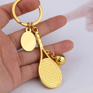 新款网球拍钥匙扣挂件定制网球俱乐部纪念礼物钥匙扣饰品金属工艺