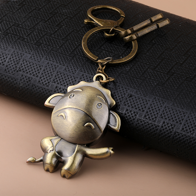 十二生肖公仔龙年复古钥匙扣金属喜庆饰品礼品男女情侣挂饰小挂件