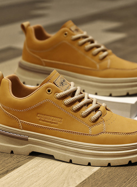 马丁靴男鞋春季运动休闲英伦风皮鞋男士秋季防水黑色低帮工装潮鞋