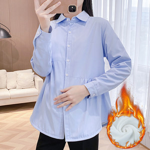 大码孕妇装春秋装职业孕妇衬衫