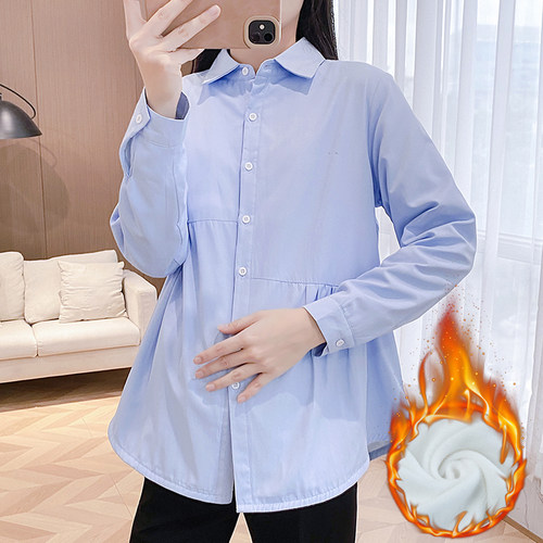 大码孕妇装春秋装职业孕妇衬衫