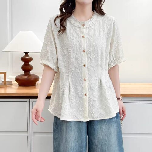 夏季短袖褶皱孕妇衬衫宽松上衣