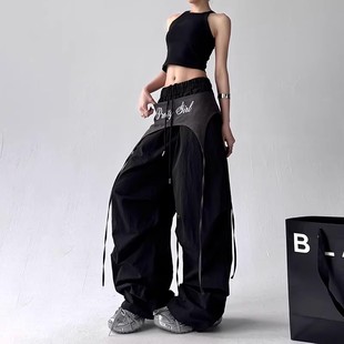 子 女阔腿裤 美式 复古jazz爵士高街甜酷辣妹嘻哈宽松直筒休闲运动裤