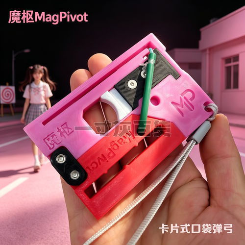 卡片式口袋弹弓魔枢MagPivot创意解压玩具挂件户外皮筋钢珠弹弓