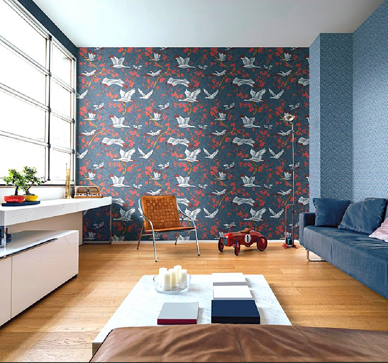 意大利进口墙纸白鹭图案动物壁纸33501 33502 33503 33504 33505