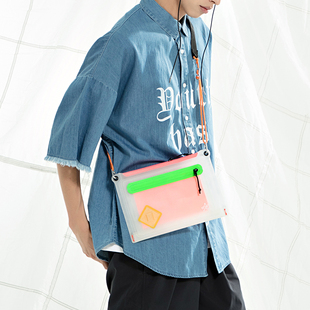 cher「水行」透明撞色防泼水夏鞍囊包荧光度假斜挎包 HAT the MAD