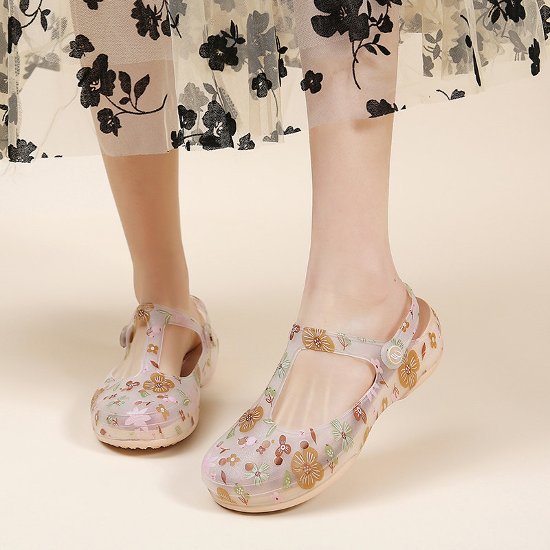 新款正品洞洞鞋女凉鞋护士孕妇鞋防滑厚底沙滩鞋海边外穿果冻拖鞋