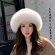 韩版 水貂毛编织皮草帽子配狐狸毛边帽冬季 保暖盆帽休闲女渔夫帽