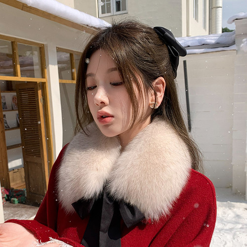 真皮草围巾狐狸毛领子可爱女