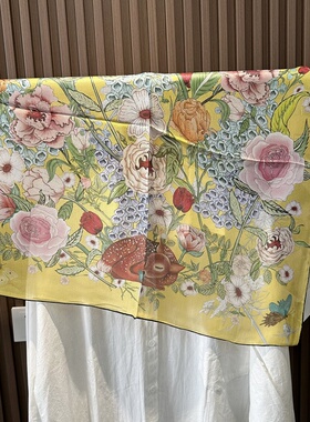 桑蚕丝法式浪漫黄色西丽纱70中方巾夏季防晒真丝纱巾气质时尚