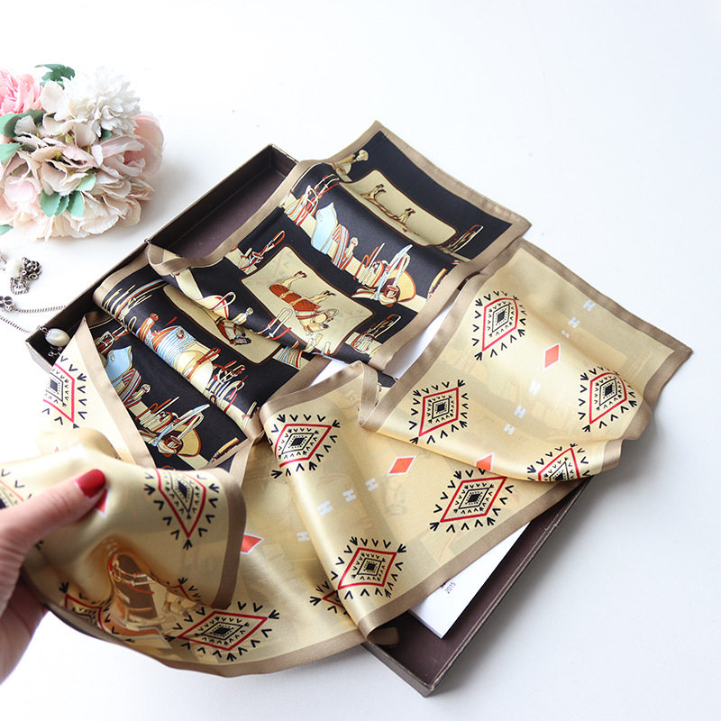 欧美风骏马双层真丝飘带长条巾桑蚕丝丝巾围巾百搭长条领巾女