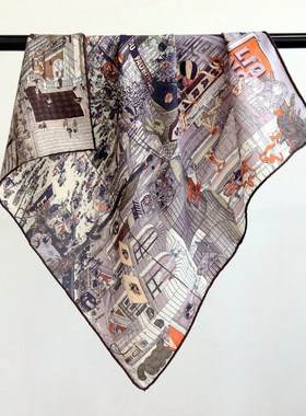 福宝大道紫咖双色70双面异色时尚真丝羊毛方巾百搭丝毛披肩围巾