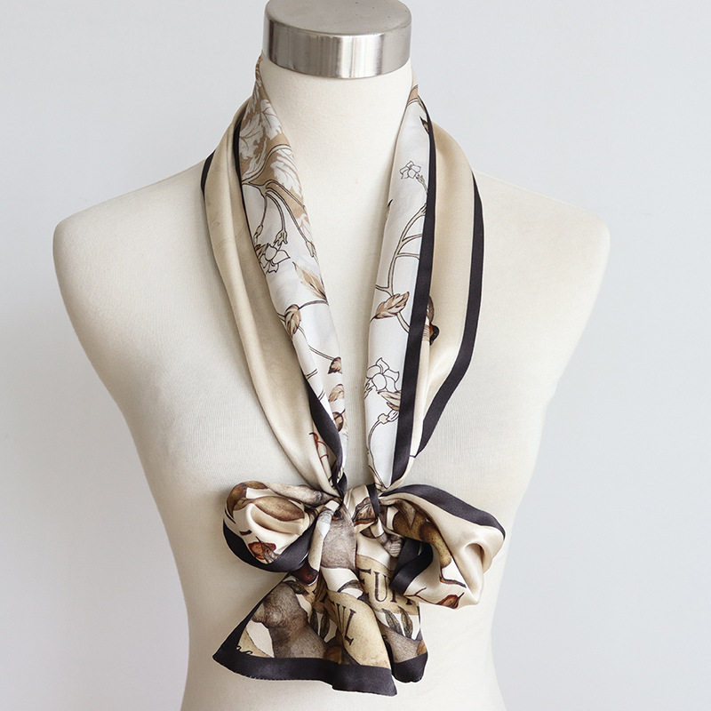 欧美风水果乐园双层真丝女士飘带长条巾桑蚕丝丝巾围巾百搭长款