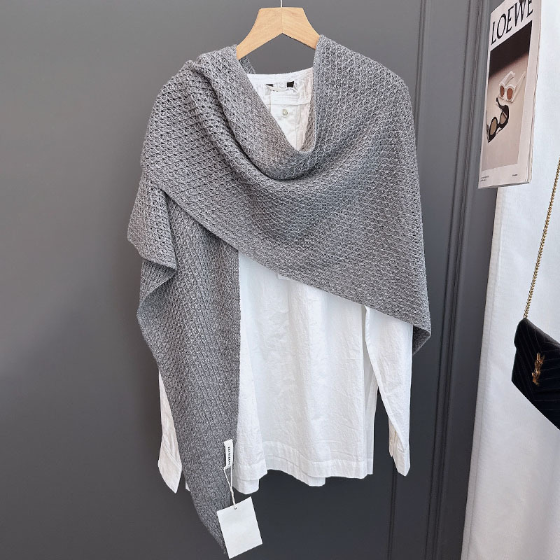 绵羊毛菠萝纹镂空抗起球三角巾女针织毛线大尺寸披肩围巾保暖冬季