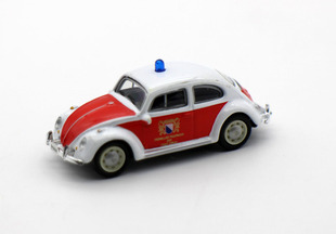 VW大众甲壳虫警车HO场景沙盘摆件经典 老爷车 87合金车
