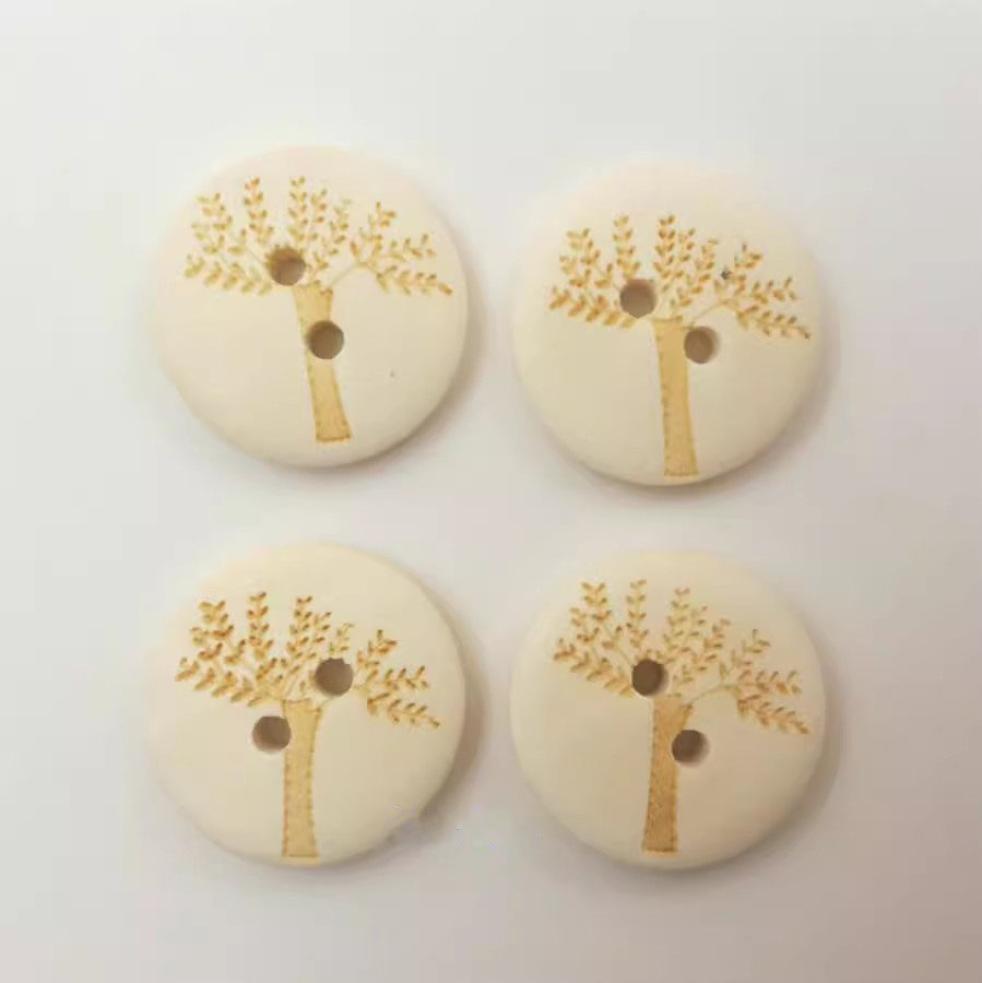 正品手工原木扣子\DIY\木制圆形激光打标大树20MM 纽扣原木扣包邮