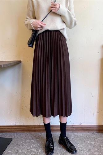 Real price high waist pleated skirt women's long word skirt shows thin skirt