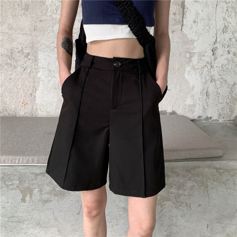 Real price shorts high waist suit pants women's loose straight pants casual pants Wide Leg Pants Capris