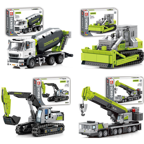 森宝积木拼装玩具工程车益智