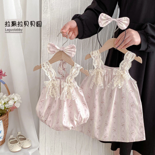 婴儿夏薄款 小月龄多巴胺穿搭 衣服宝宝吊带包屁衣婴幼儿女童姐妹装