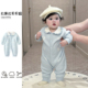 拉果拉贝贝园春季 婴儿纯棉毛衣浅蓝色针织连体衣婴幼儿精梳棉爬服