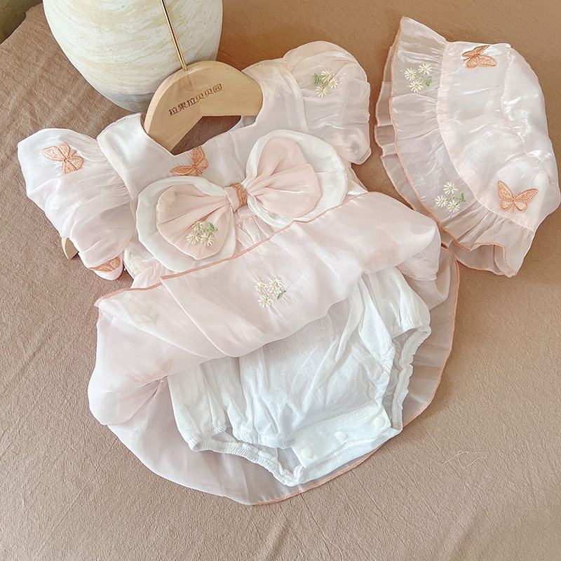 婴儿衣服夏装新生女宝宝百天周岁礼服包屁裙小女孩公主哈衣裙套装