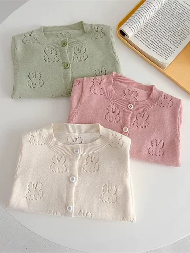 Детская милая куртка, осенний кардиган, тонкая летняя одежда, кролик