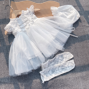 婴儿公主裙夏季女宝宝周岁裙满月百天抓周礼服百日宴软纱连衣裙白