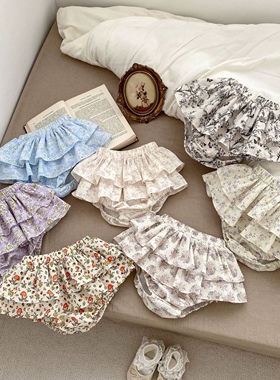 婴儿夏季包臀裙女宝宝碎花可爱超萌半身裙蓬蓬裙裤女童花边包屁裤