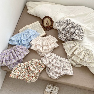 女童花边包屁裤 婴儿夏季 包臀裙女宝宝碎花可爱超萌半身裙蓬蓬裙裤