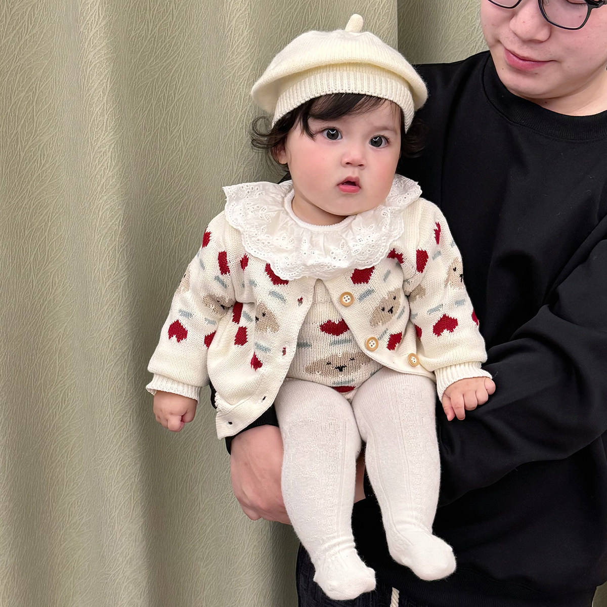 拉果拉婴儿冬装纯棉针织毛衣开衫背带裤加绒打底衣宝宝圣诞款套装,童装/婴儿装/亲子装,毛衣/针织衫,淘宝优惠券,粉丝福利购,淘宝优惠卷