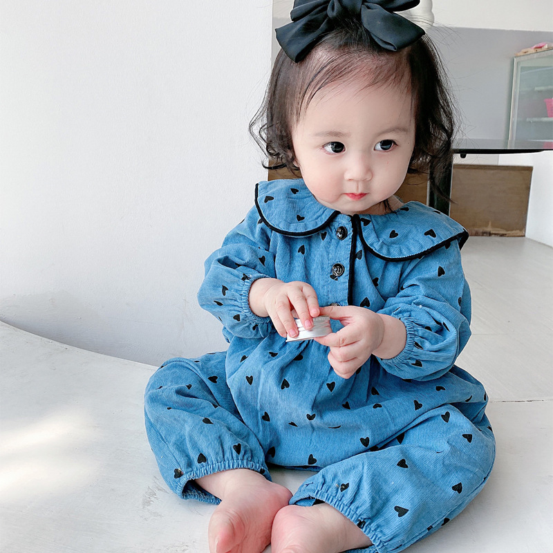 韩国秋装婴儿衣服连体衣女宝宝公主洋气长袖爬服春秋薄款外穿哈衣