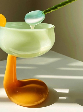 创意彩色玻璃杯女ins风高颜值家用冰淇凌果汁饮料咖啡杯脚丫杯