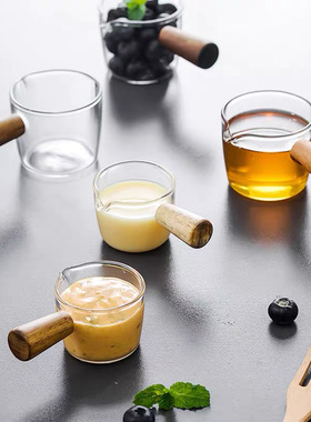 玻璃水杯量杯带刻度盎司咖啡杯韩式小奶盅果汁绿茶杯高硼硅茶杯