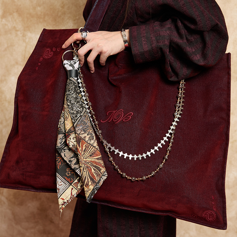 Ne0nV3il“酸蚀图腾”腰果花丝绒牛仔百搭通勤大容量环保袋包