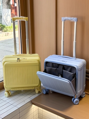 可登机行李箱前置开口旅行箱18寸拉杆箱男多功能小型密码女箱子结