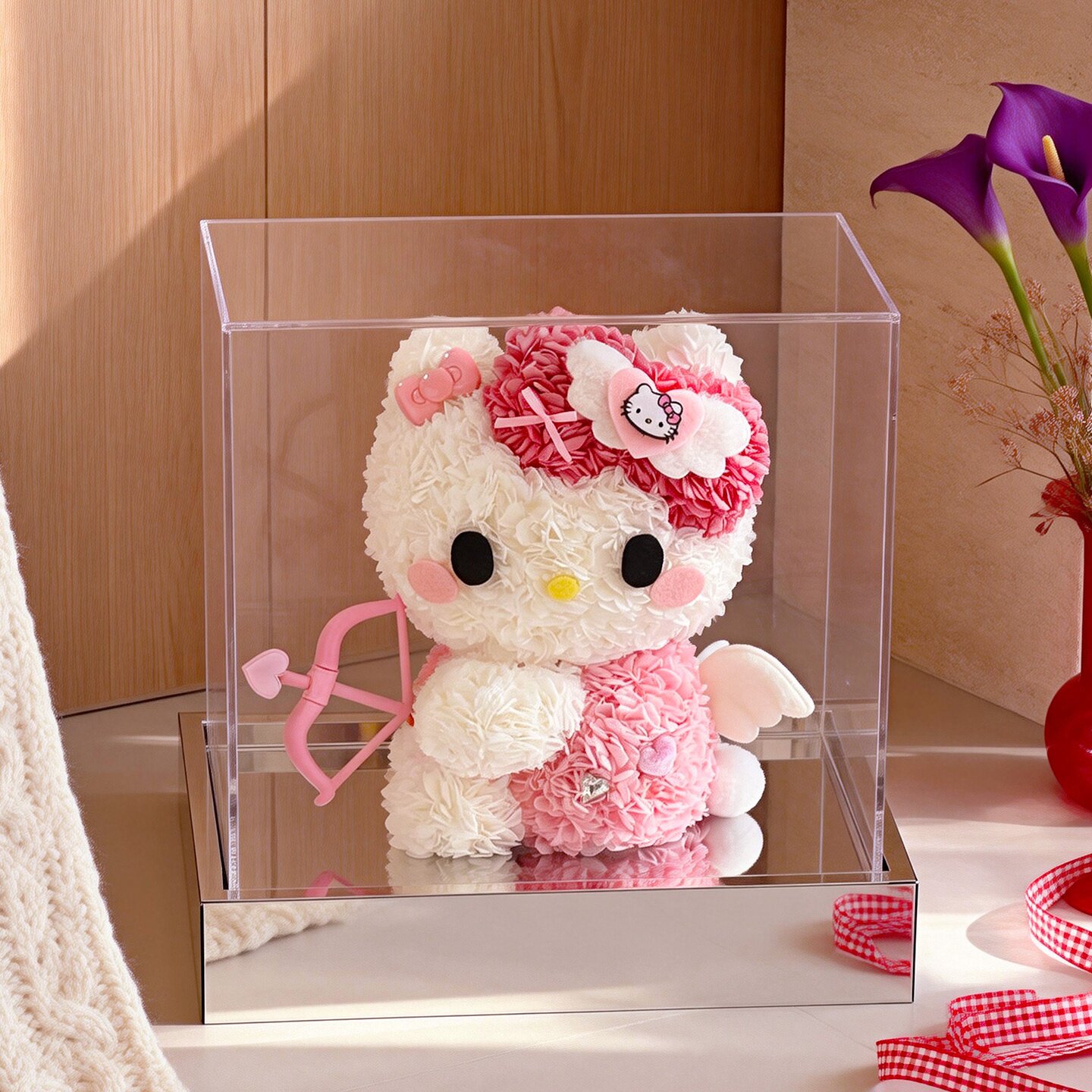 hellokitty永生花哈喽凯蒂KT猫礼盒摆件告白情人节礼物送女友生日图片