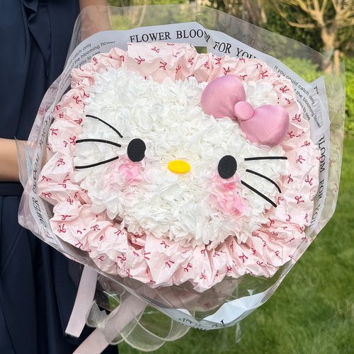 HelloKitty永生花玫瑰绣球大花束哈喽KT凯蒂送女朋友闺蜜生日礼物