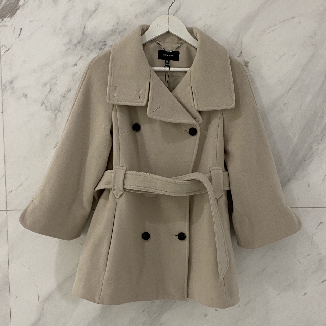 杭州米兰坊名牌寄售店 Karen Millen 短款修身落肩7分袖羊毛大衣