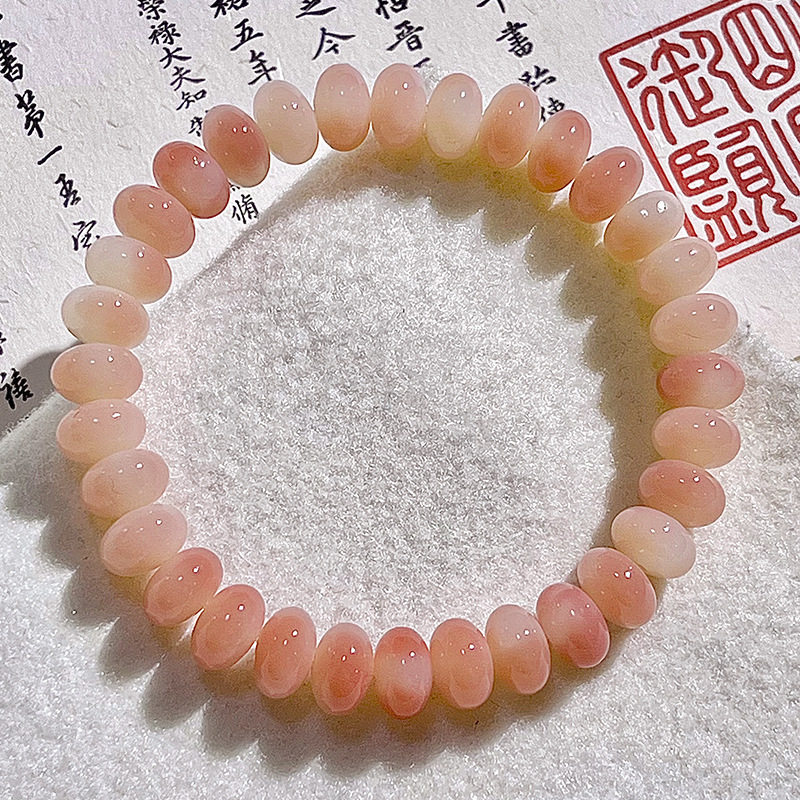桃月花渡菩提根微醺粉算盘珠手串手链盘玩绕指柔佛珠念珠文玩时尚