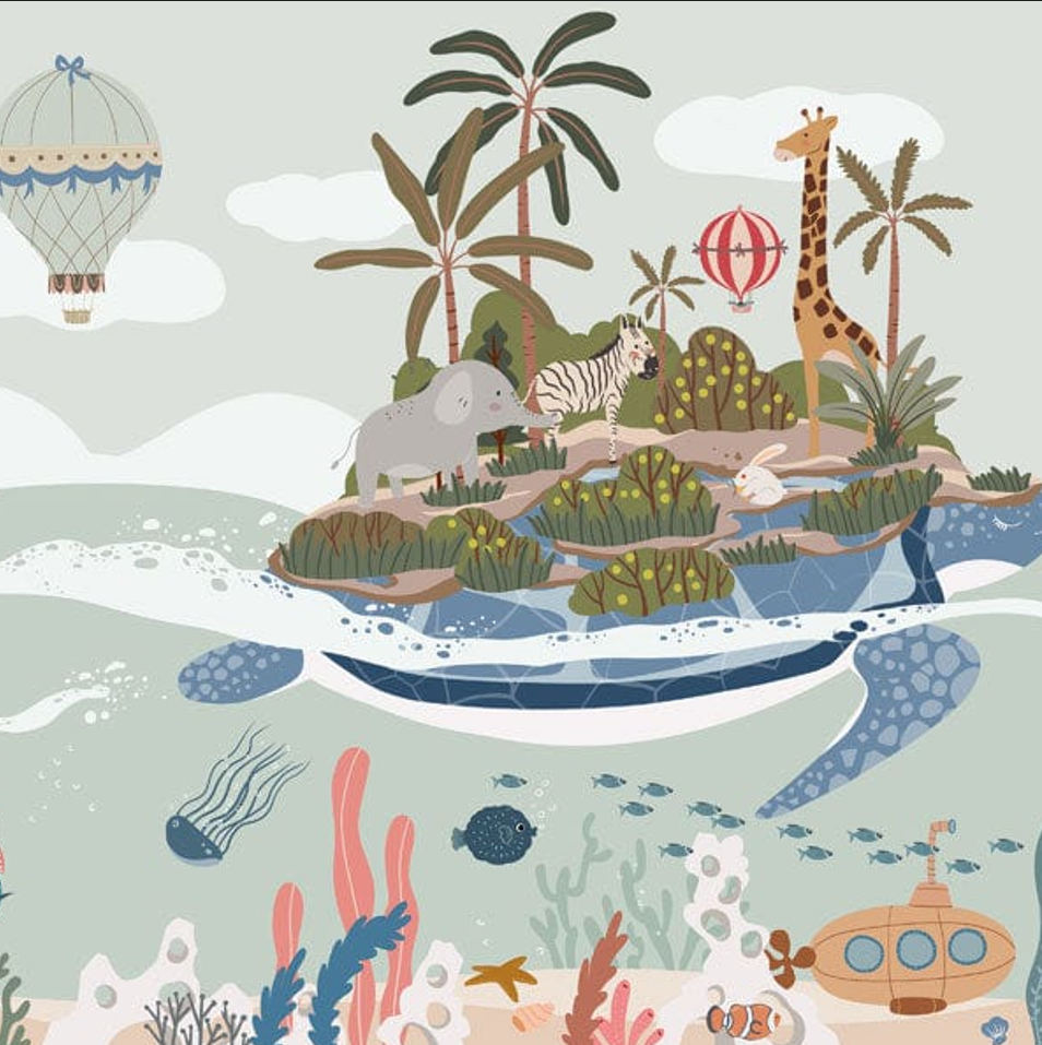 EVER定制壁画卡通儿童房海龟图案