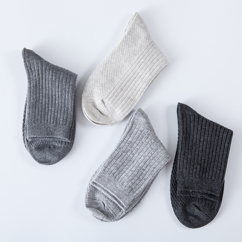 3双装 日系男士棉质袜子秋冬款复古风纯色条纹商务休闲男士中筒袜