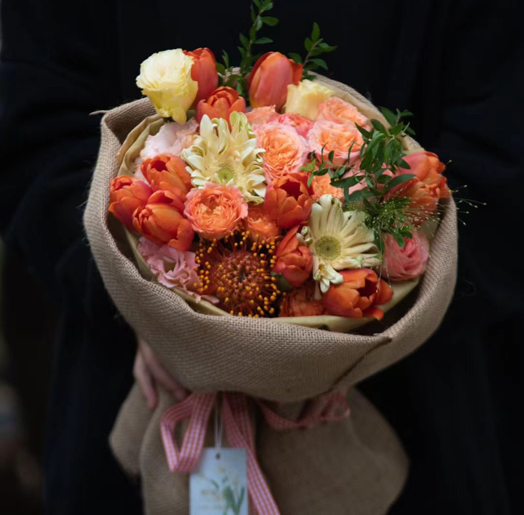 黄麻天然粗麻染色花艺麻布复古礼品秋冬季鲜花包装材料暖色包花纸