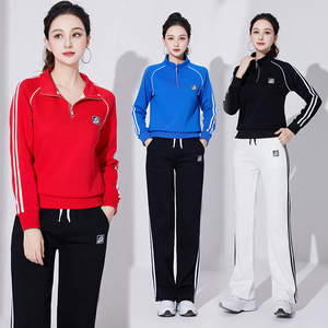 2023秋冬立领加厚广场舞新款服装运动服套装长袖宽松跳舞衣服演出