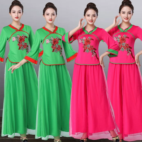 Летний этнический комплект, юбка, танцующие штаны для пожилых людей, 2022, этнический стиль, для среднего возраста