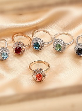 时尚红蓝宝石镶嵌合成饰品水钻