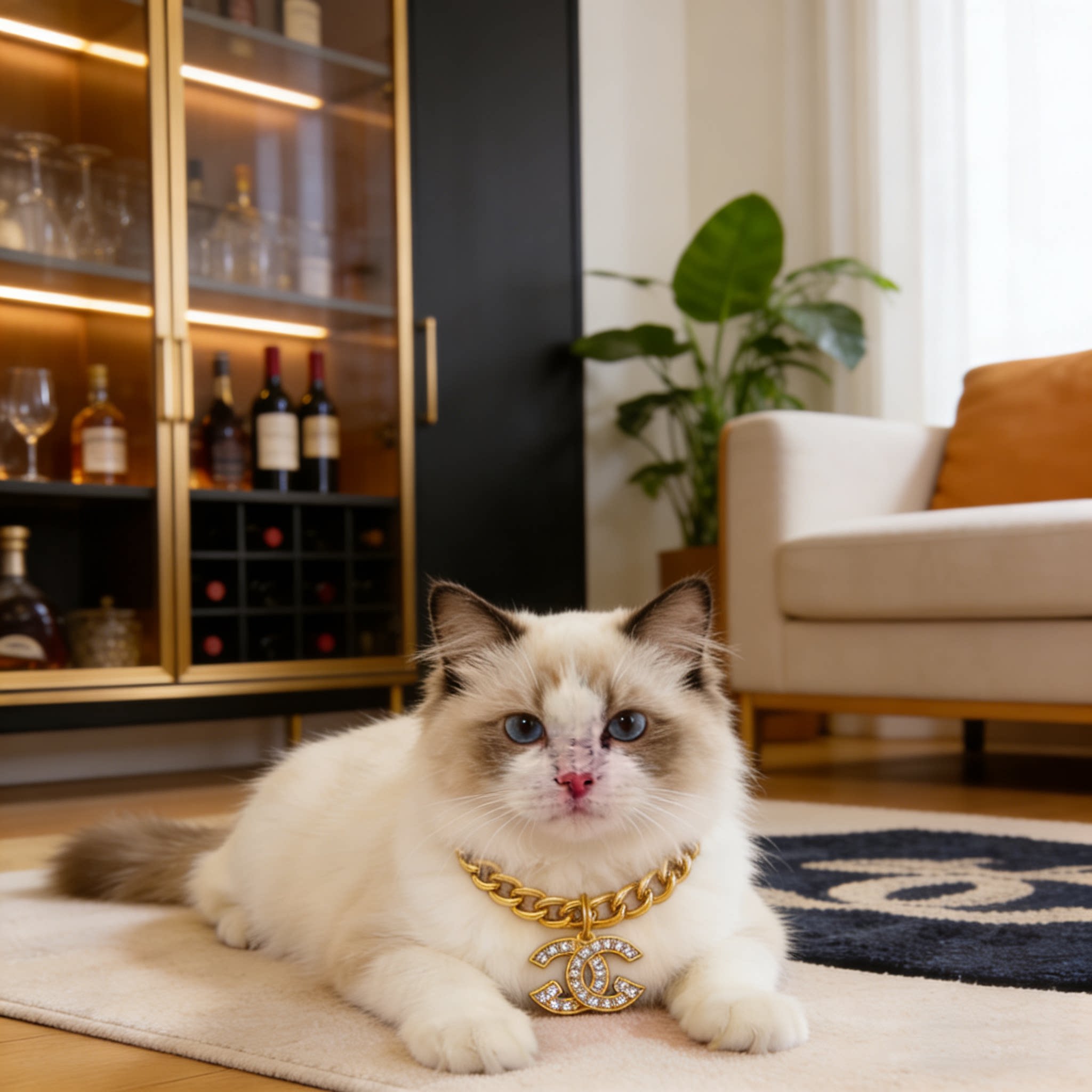 土豪狗项圈铝链宠物项链猫咪小香风饰品猫项圈大金链长命锁蝴蝶结