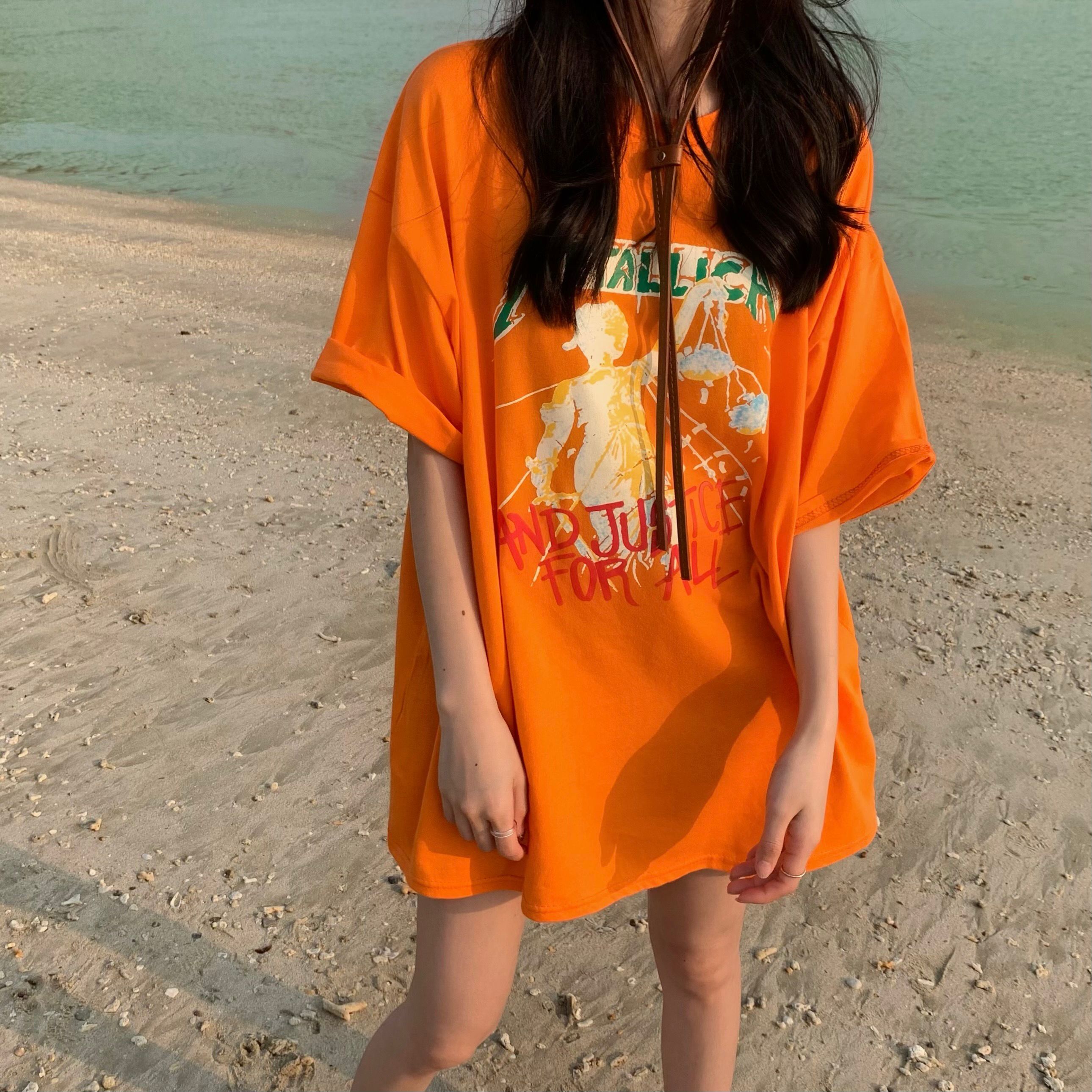 New real price design punk metal print short sleeve medium length T-shirt