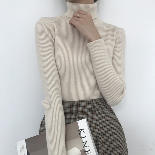 Real price solid color solid color high collar base T-shirt