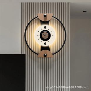 创意轻奢高档静音挂表2026新款客厅家用时钟挂墙格栅装饰钟表挂钟